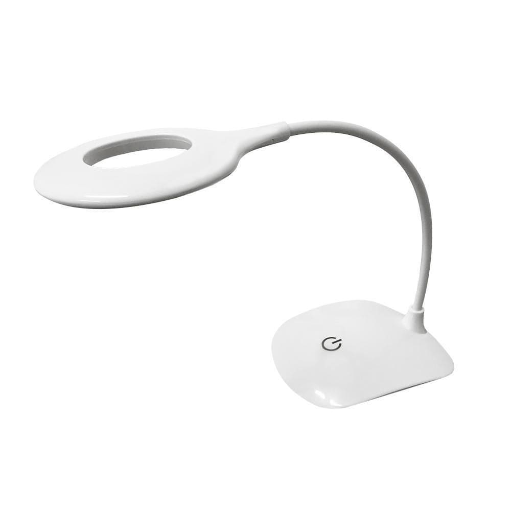 Luminaria Abajur Led De Mesa Flexivel Touch Usb Pilha Branco