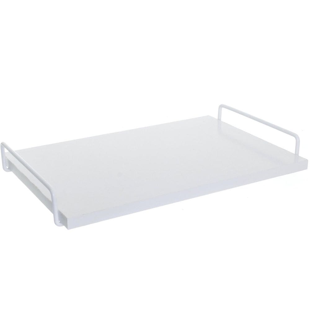 Bandeja Pequenamultiuso Decorativa Com Lateral Em Aço e Madeira Branco