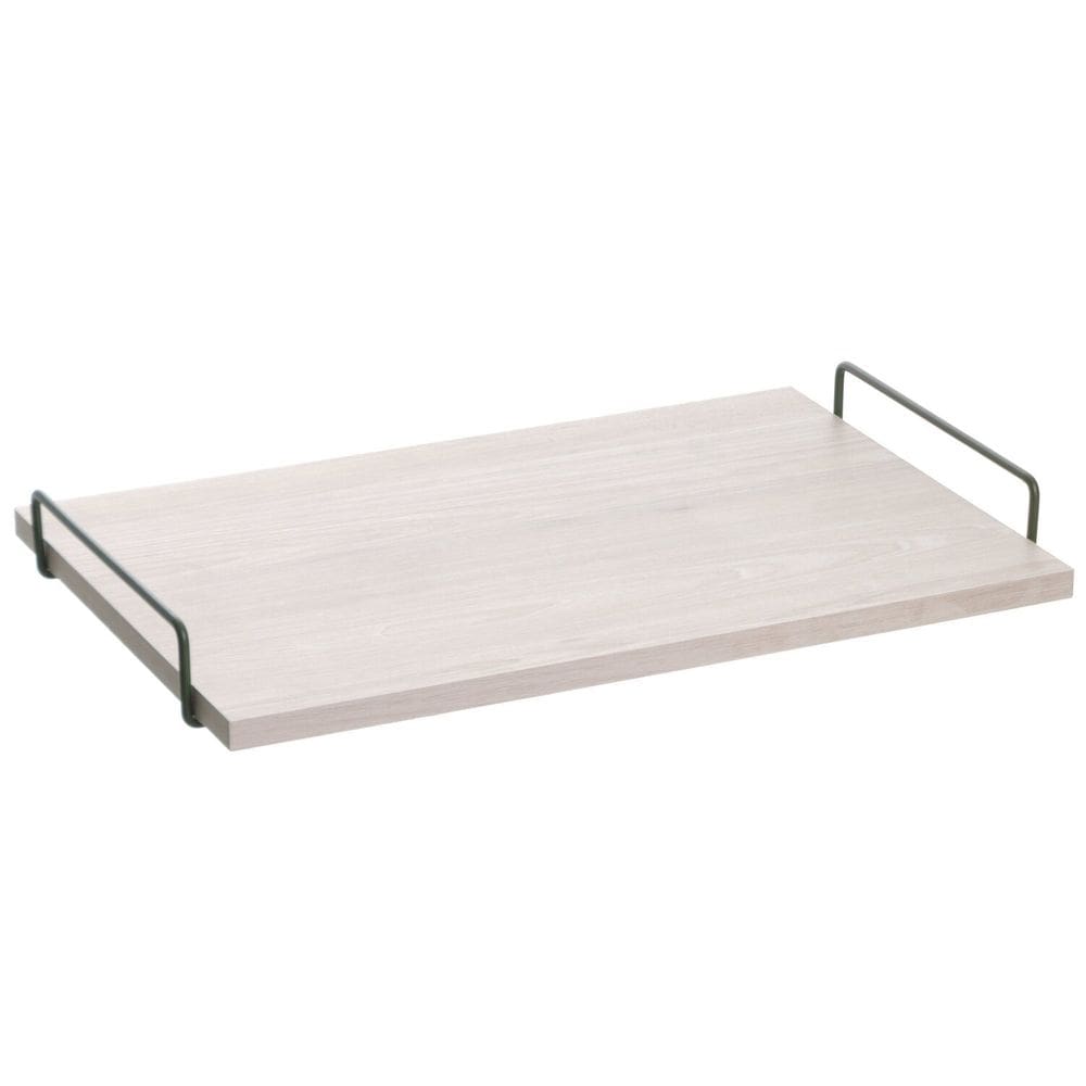 Bandeja Grande Multiuso Decorativa Com Lateral Em Aço e Madeira Verde Oliva/Legno