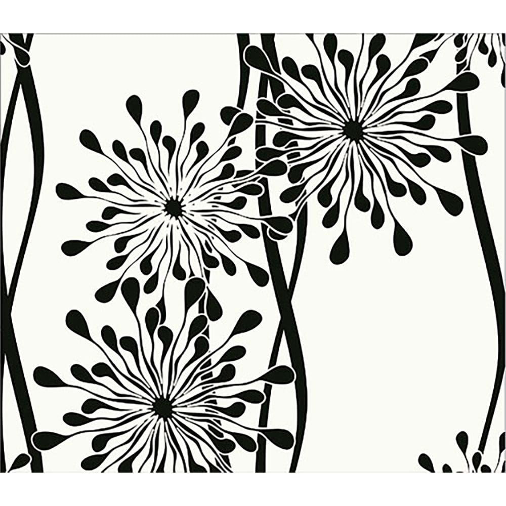 Papel de Parede Adesivo Lavável Floral Preto e Branco