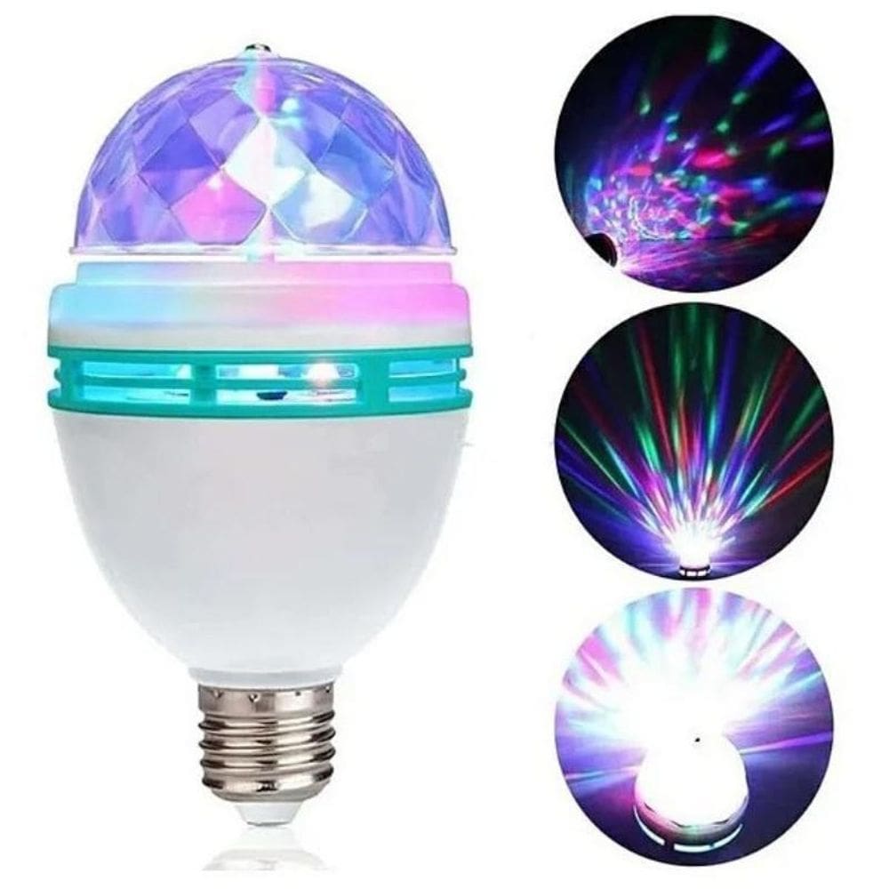 Lâmpada Led Globo Colorida Rotativa Giratória