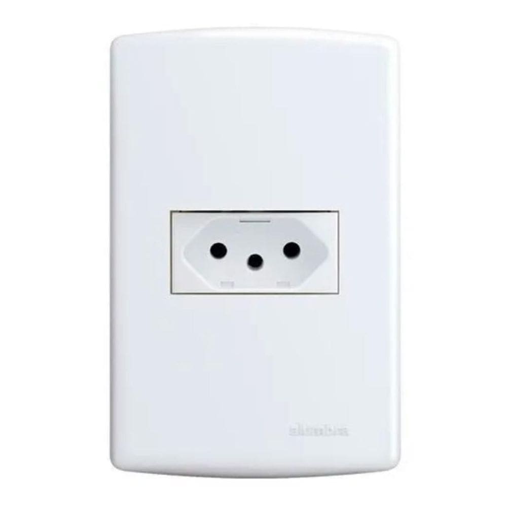 Conjunto 1 Tomada 10A 2P+T 4X2 Branca Siena 6081 Alumbra