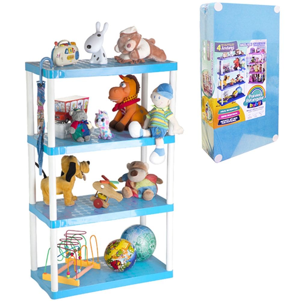 Prateleira de Chão Retangular Baby Com 4 Andares Azul