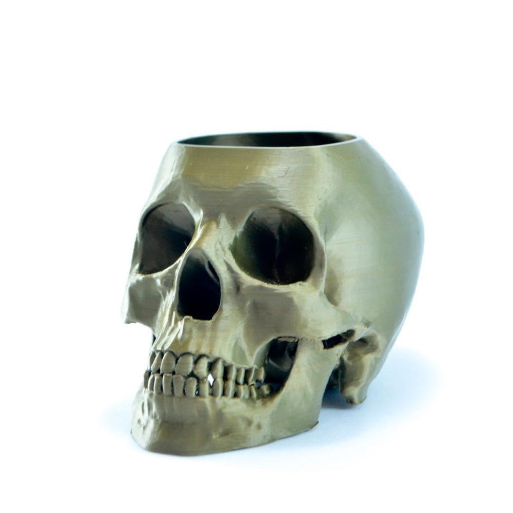 Vaso Decorativo Cacto Suculenta Caveira Dourada