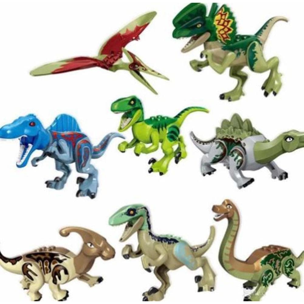 Blocos De Montar Jurássico Velociraptors Kit 8 Dinossauros