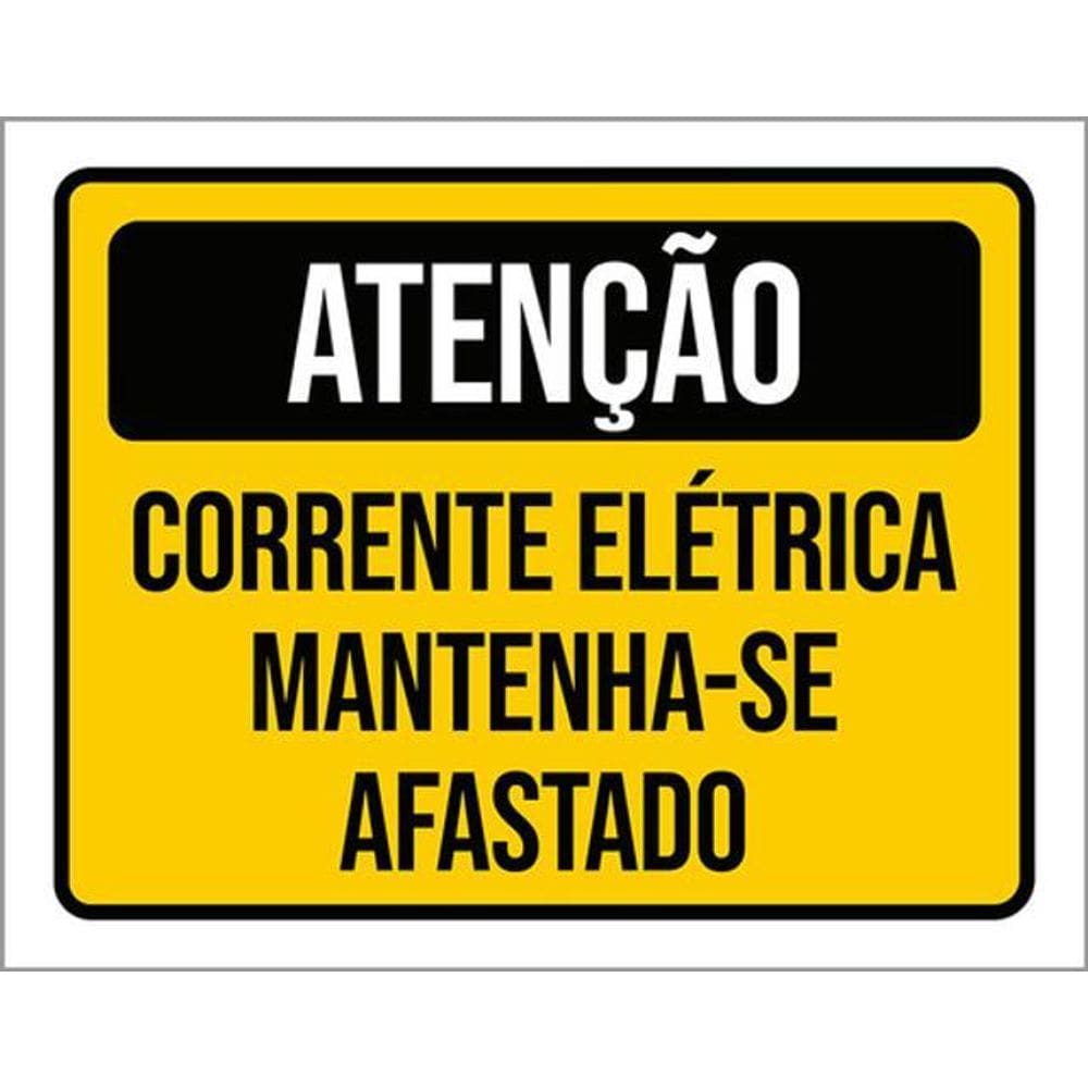 Kit 5 Placas De Sinalização - Atenção Corrente Elétrica