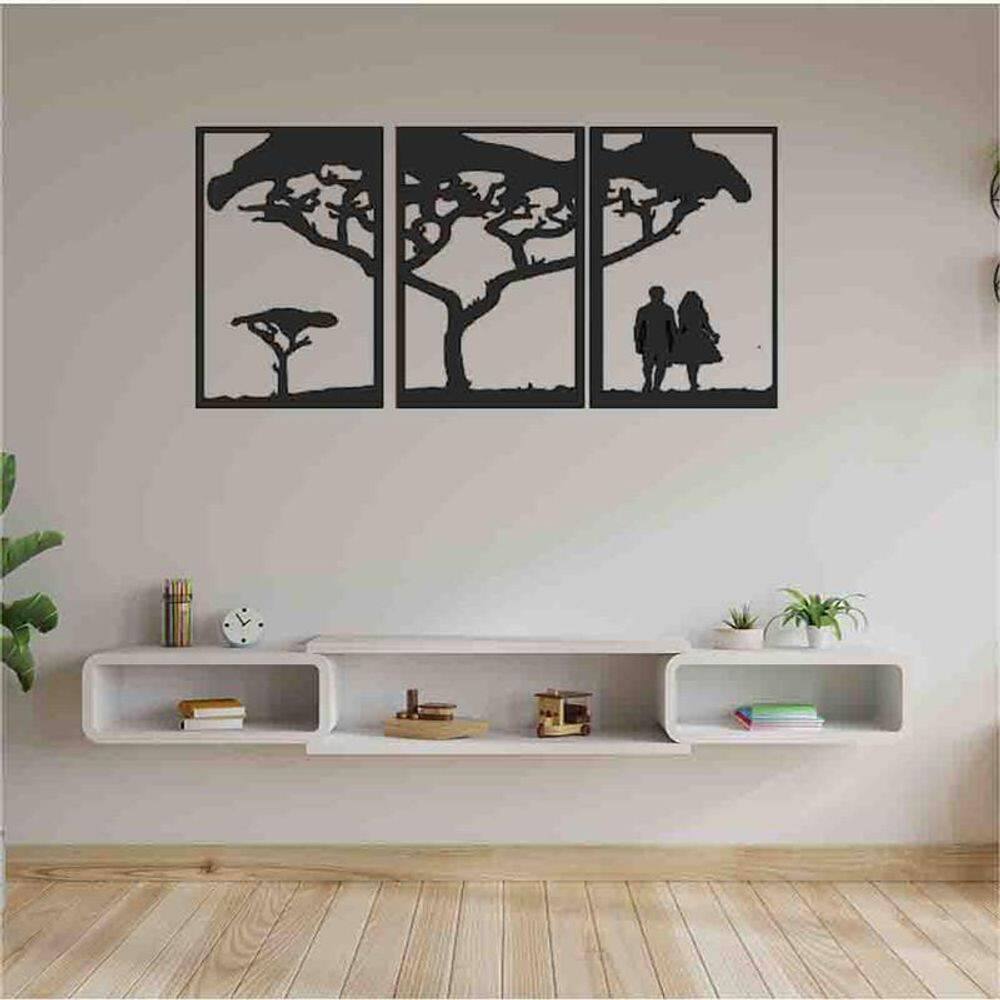 Quadro Decorativo Árvore E Casal Vazado - Mdf 3Mm 001