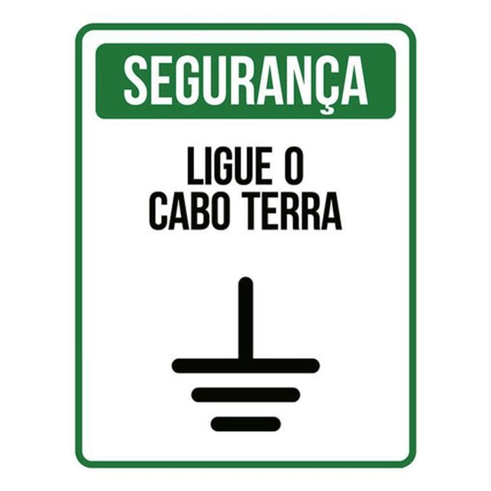 Kit 3 Placas Sinalização - Segurança Ligue Cabo Terra Verde