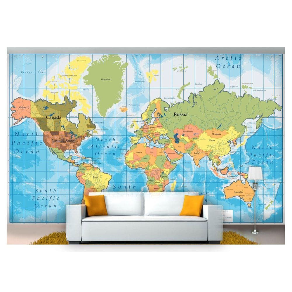Papel De Parede Mapa Mundi Nmu03 3M²