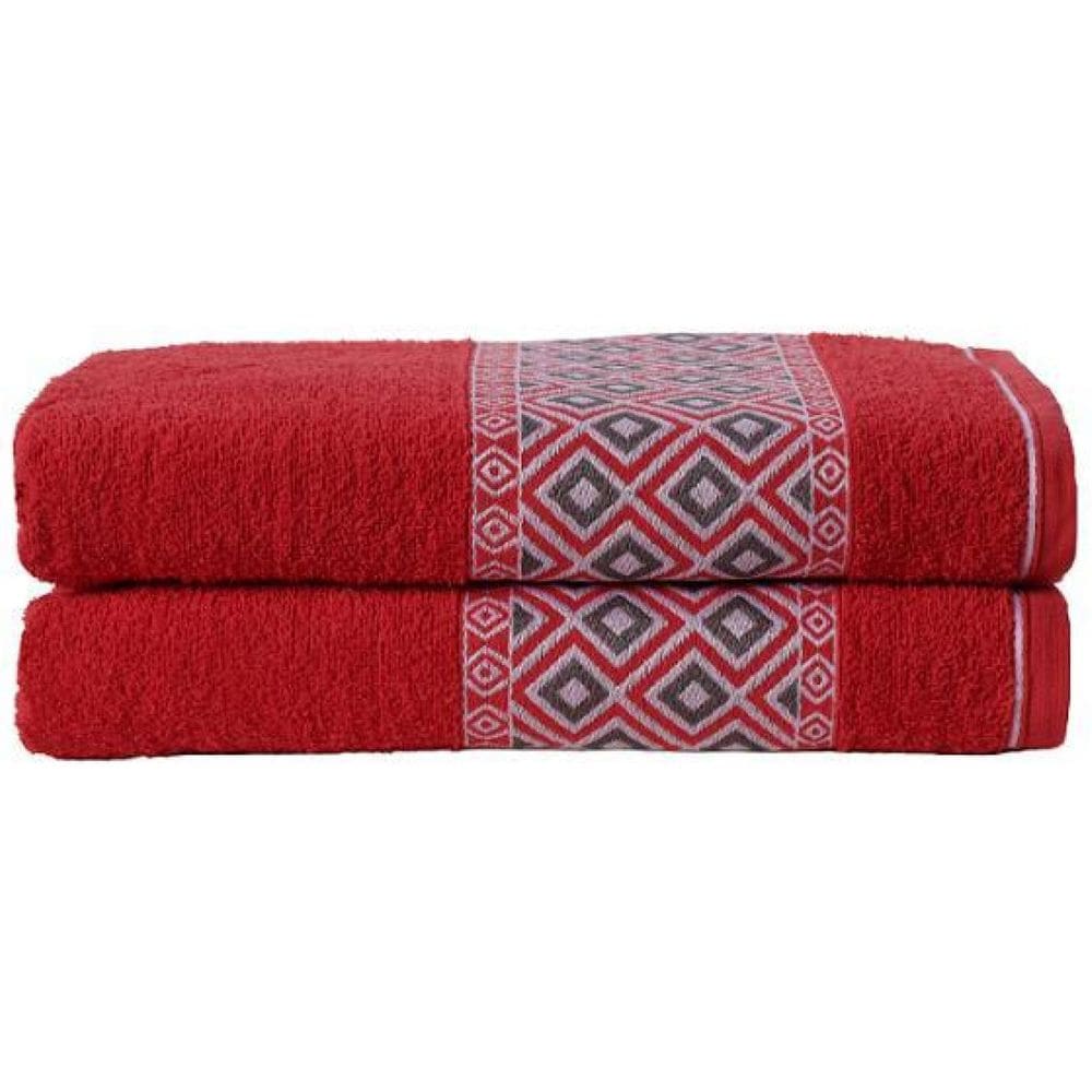 Kit 2 Toalhas Banho Madri Vermelho 1,50m | Algodão 360g/m2