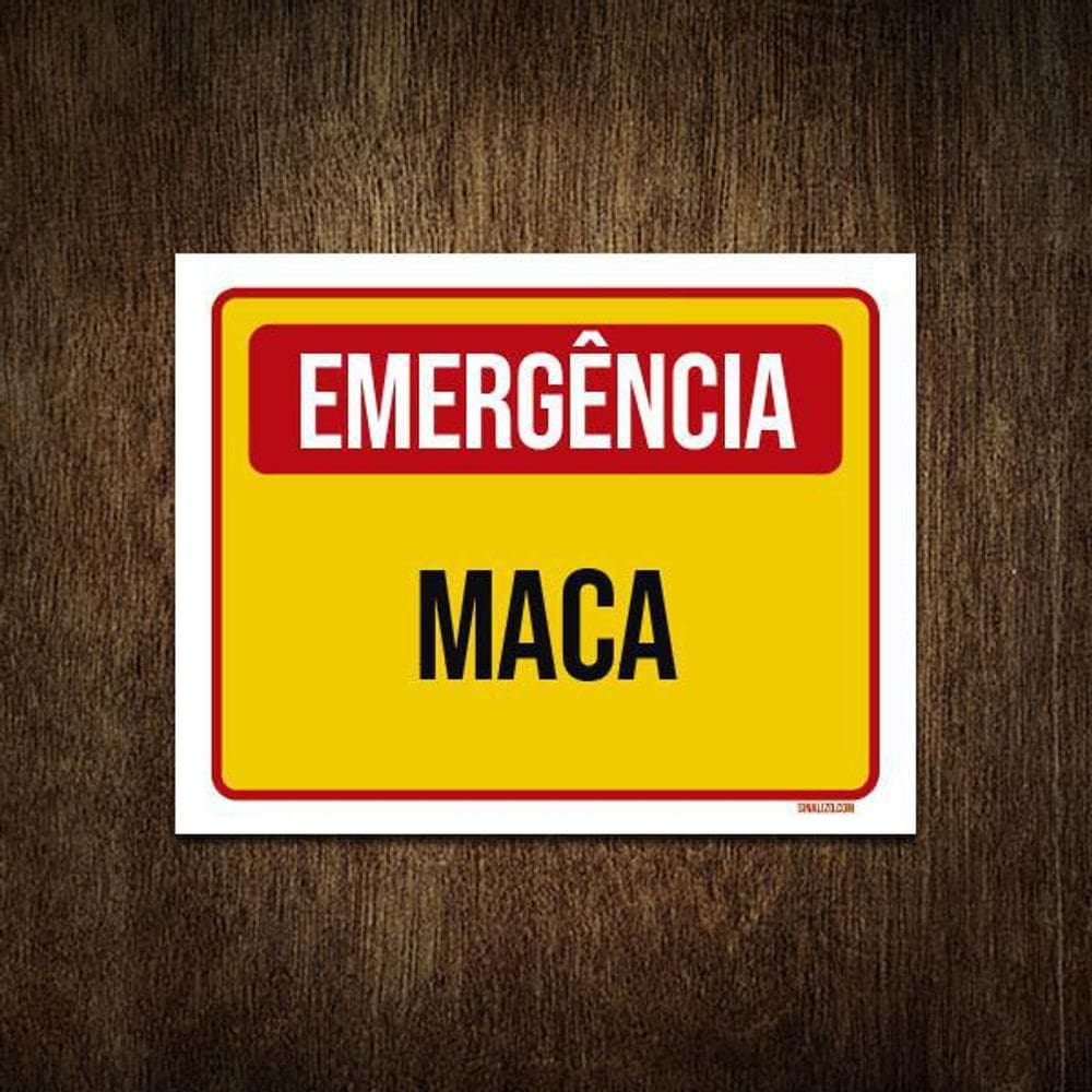 Placa De Sinalização - Emergência Maca 18X23