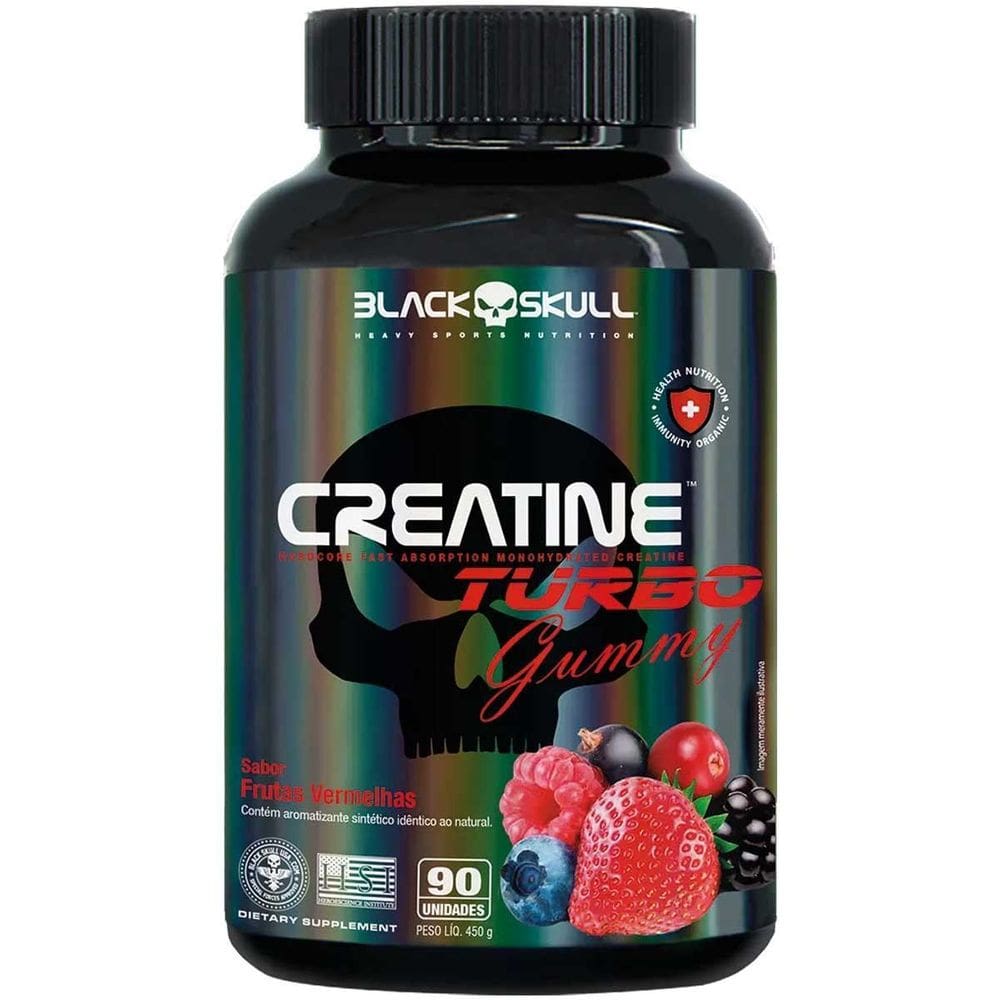 Creatina Gummy Turbo 90 Unidades Frutas Vermelhas Blackskull
