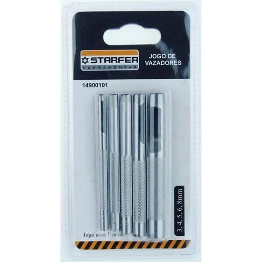 Kit Vazador Furador Couro Lonas Cinto 5Pçs Starfer