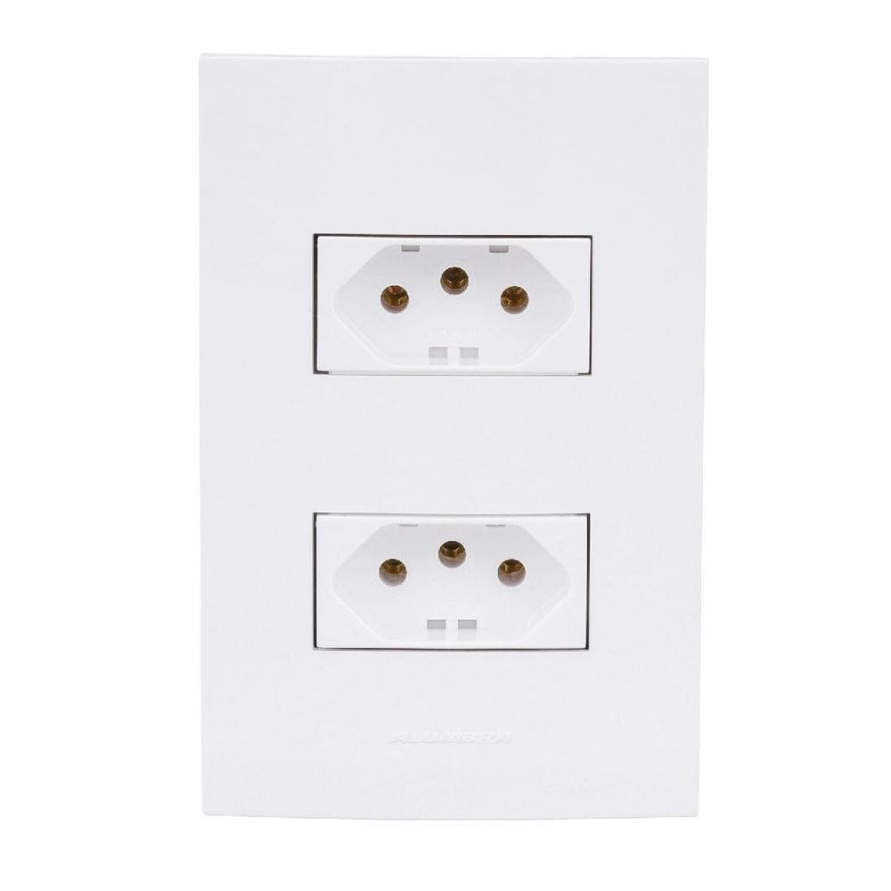 Conjunto Tomada Dupla 20A 4X2 Branca Inova Pro 85058 Alumbra
