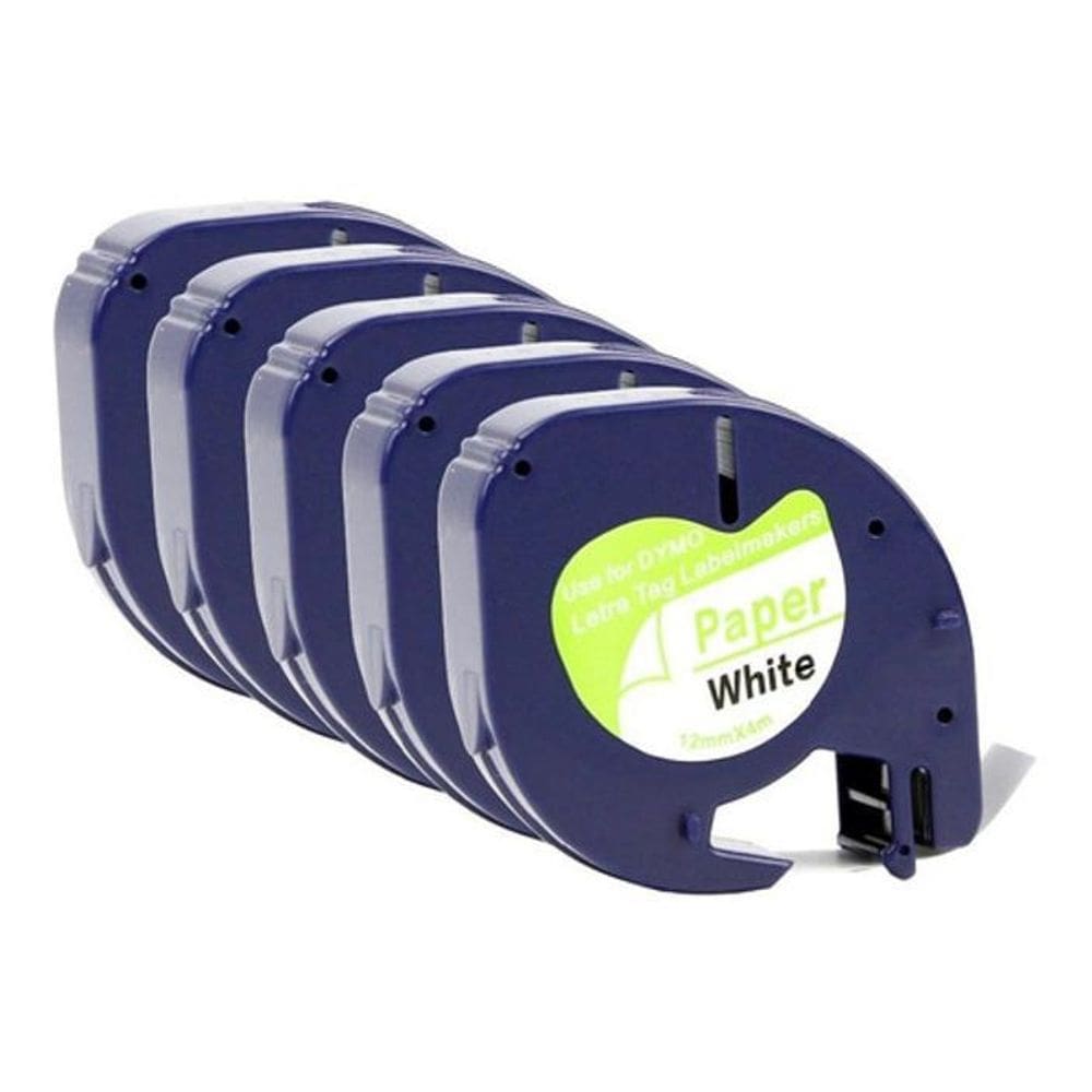 Kit 5 Fita Rotulado Dymo Letratag 912005 Papel 12Mm