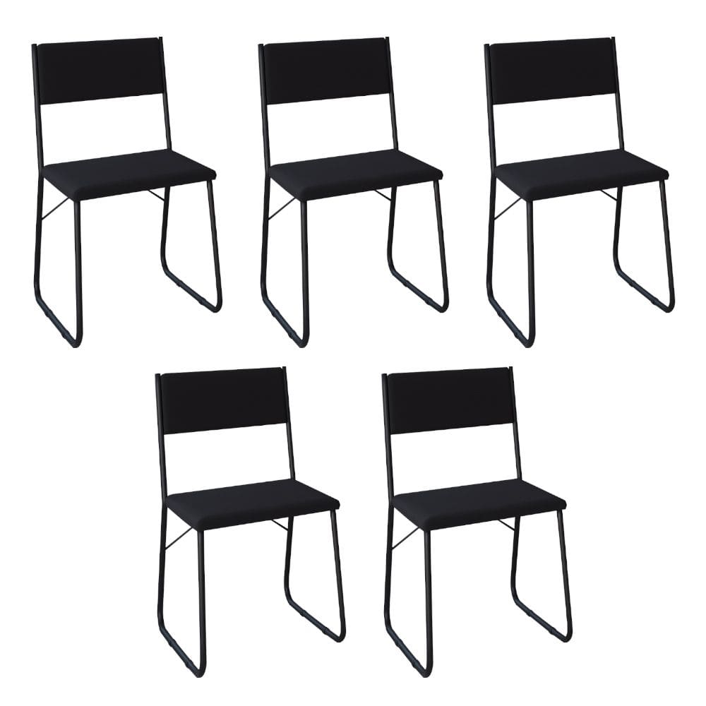 Kit 5 Cadeiras de Jantar Estofadas Angra - Preta