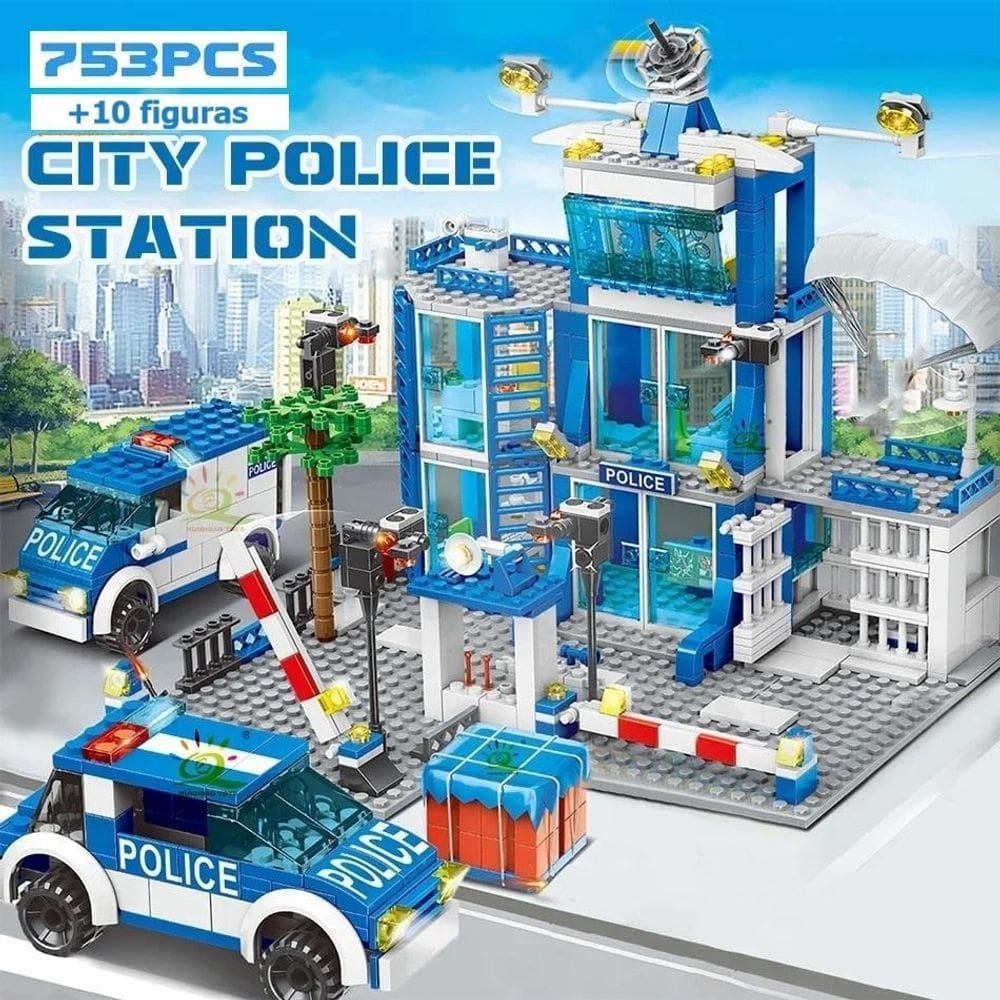 Blocos De Montar Delegacia Polícia Swat Azul 753 Peças
