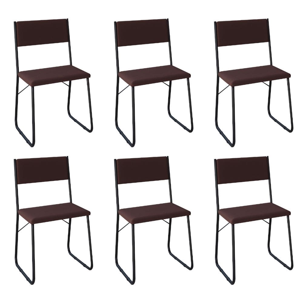 Kit 6 Cadeiras de Jantar Estofadas Angra - Marrom