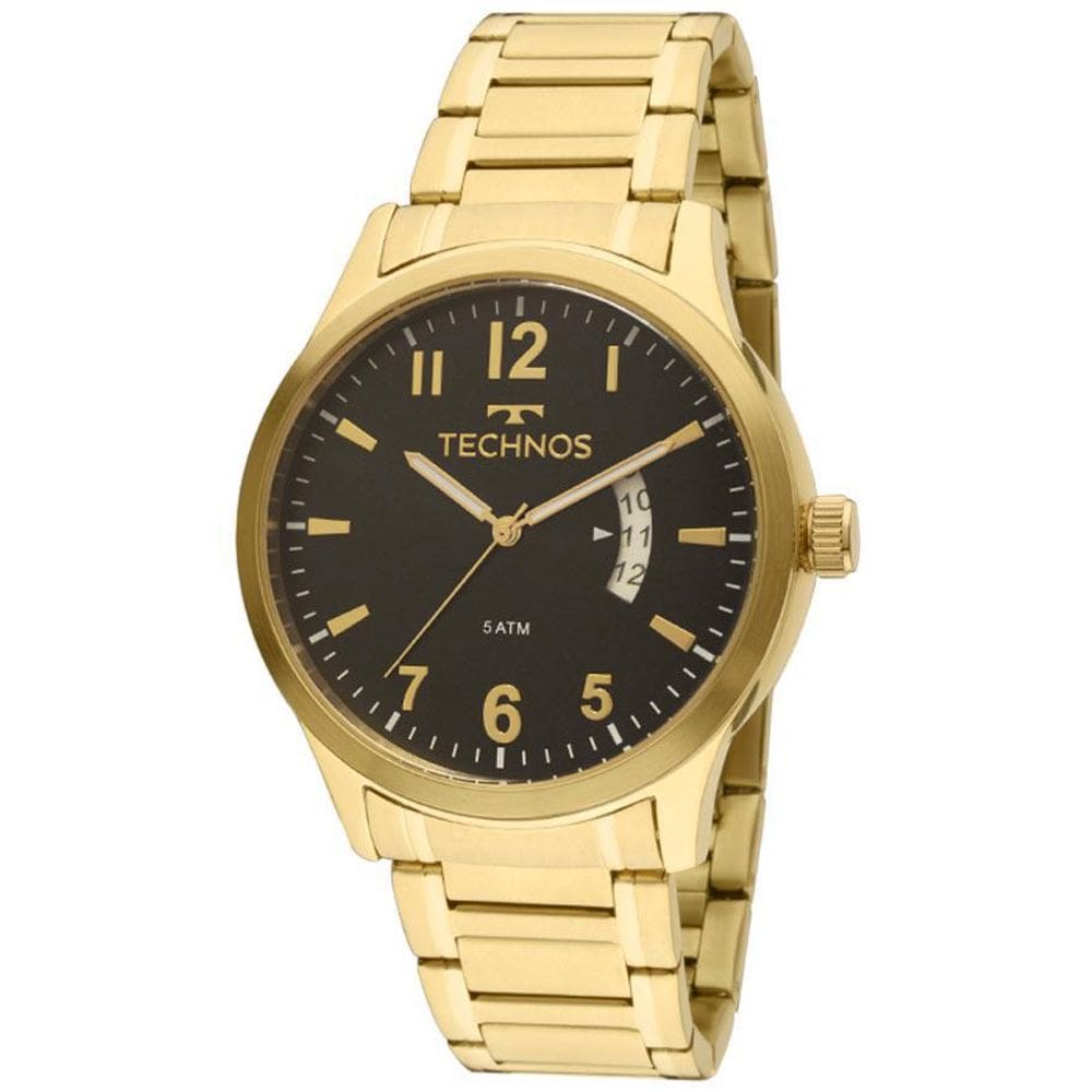 Relógio Masculino Technos Dourado Banhado Ouro 2115Ktptdy4P