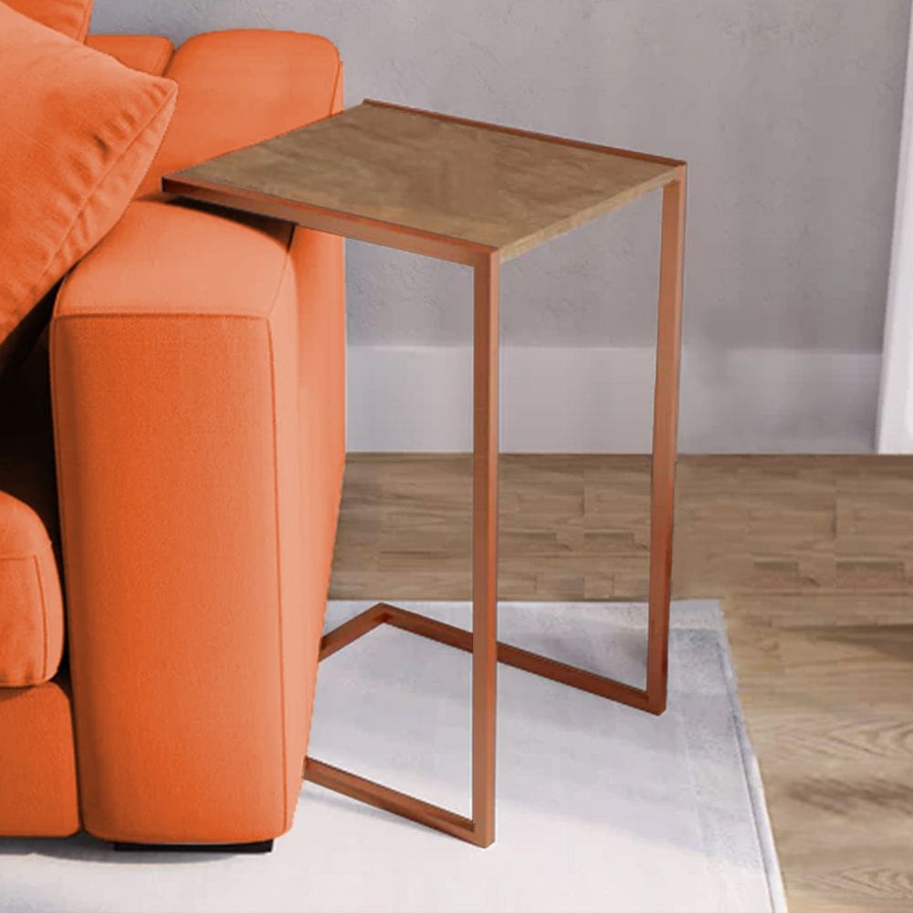 Mesa Lateral Industrial Steel Cobre e Imbuia