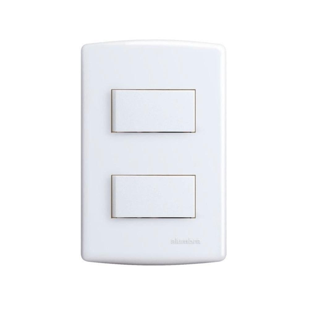 Conjunto 2 Interruptor Simples 4X2 Branco Siena 6521 Alumbra
