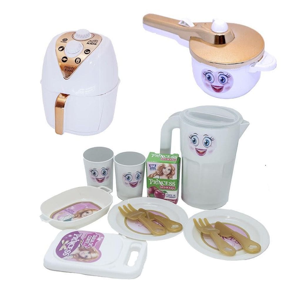 Princesa Cozinha Jantar Menina Air Fryer Brinquedo 14Pç