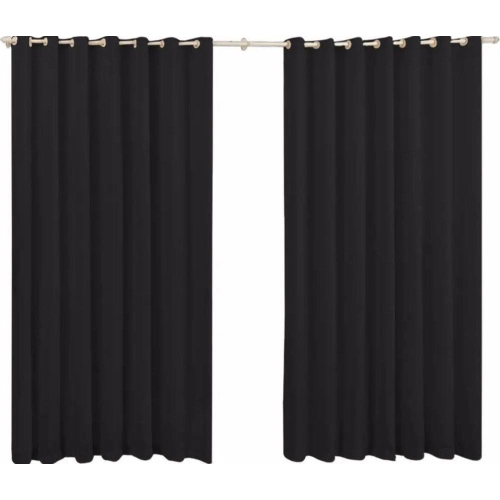 Cortina Roma Com Ilhós Para Varão Simples 220x170cm Preto