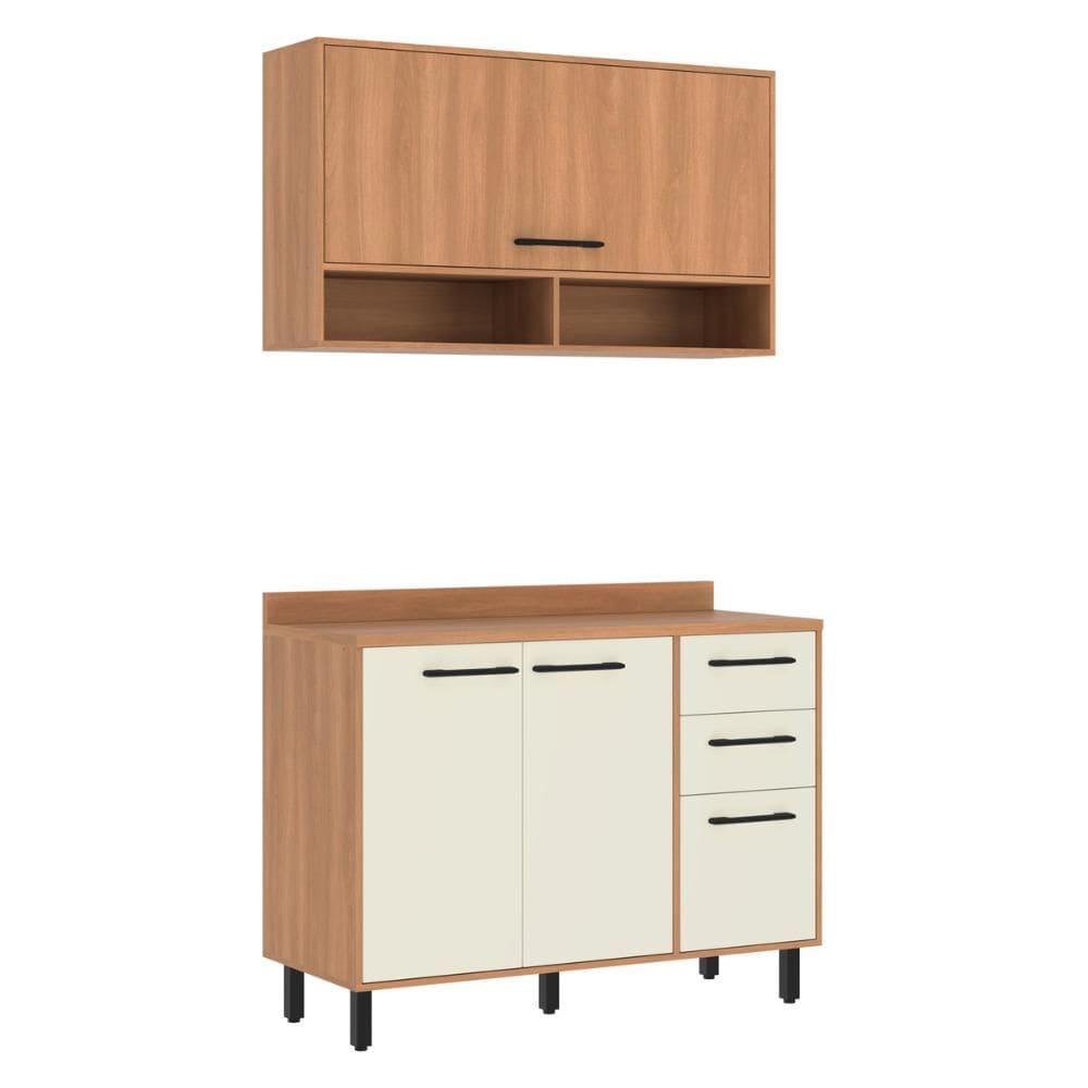 Armário de Cozinha Compacta Modulada com Balcão Havana Multimóveis CR20339