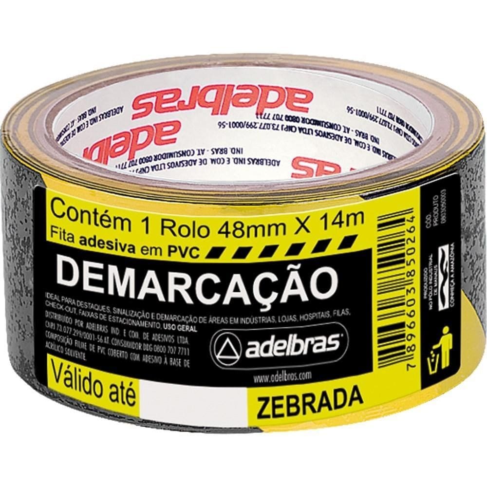 Fita de Demarcação Adelbras Zebrada 48mm x 14mts