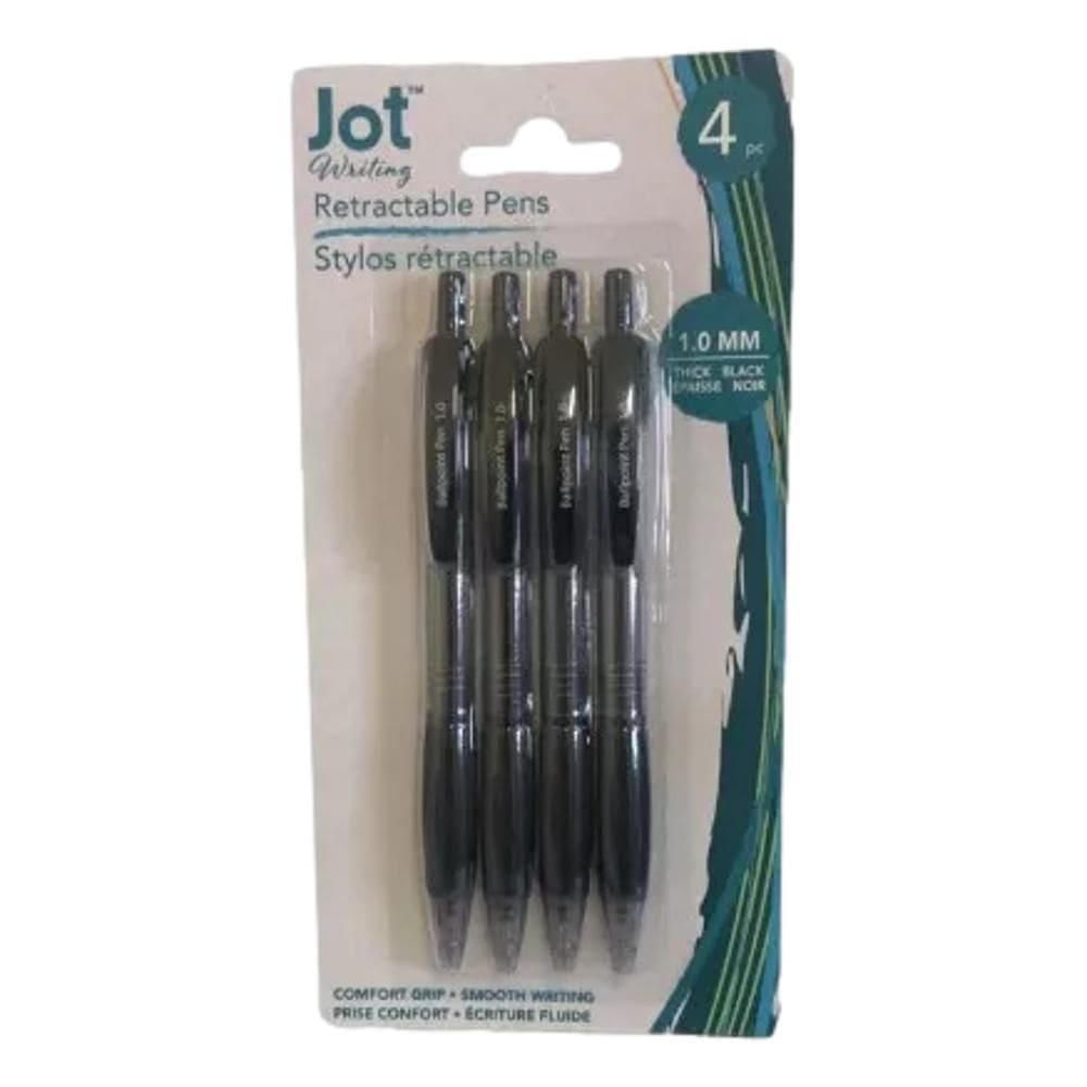 Jot - Kit Canetas Esferográficas Retráteis Preta Ponta 1.0Mm