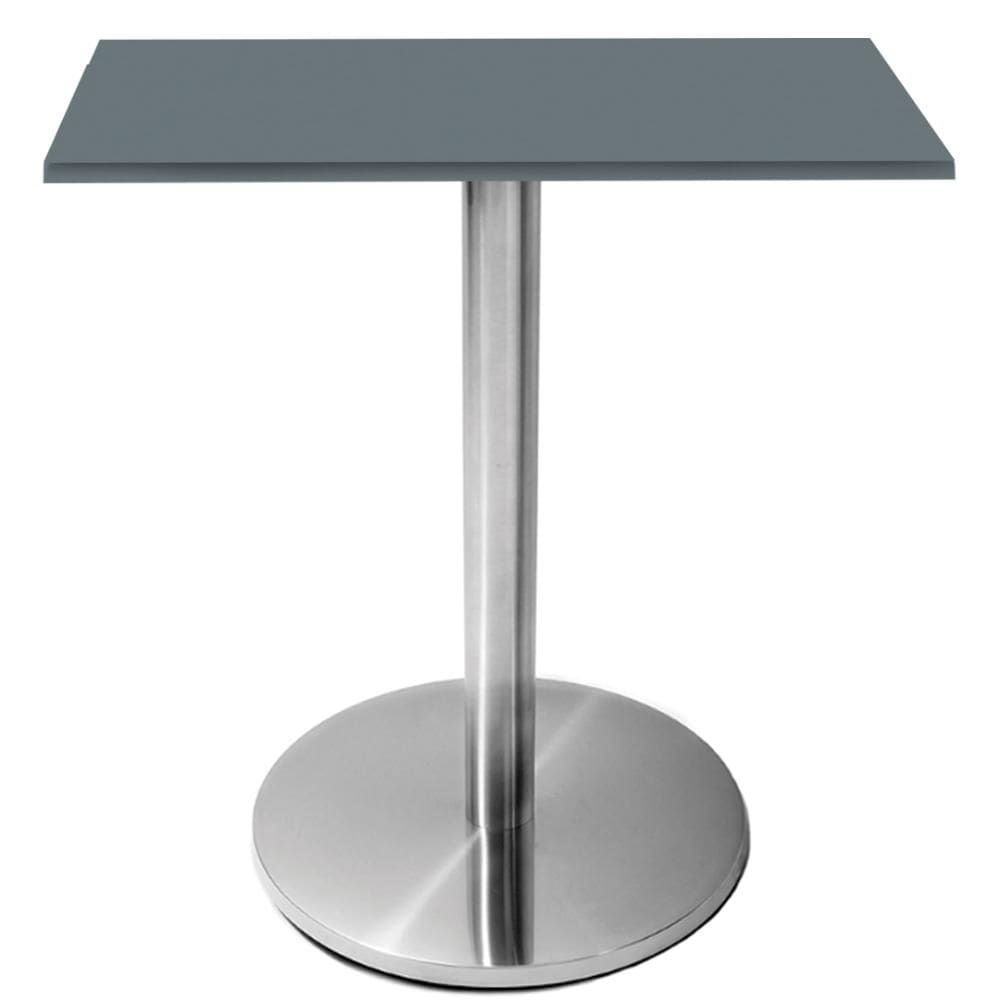 Mesa Beta Inox 75 cm (Altura) Disco Redondo Tampo MDP Quadrado 70 cm (Larg) x 2,50 cm (Alt) Grafito