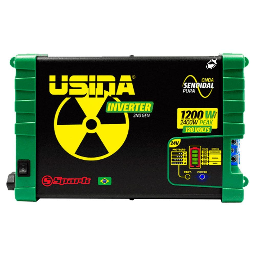 Inversor de Tensão Senoidal Usina Inverter 1200W 24VDC 120VAC 2400W Peak