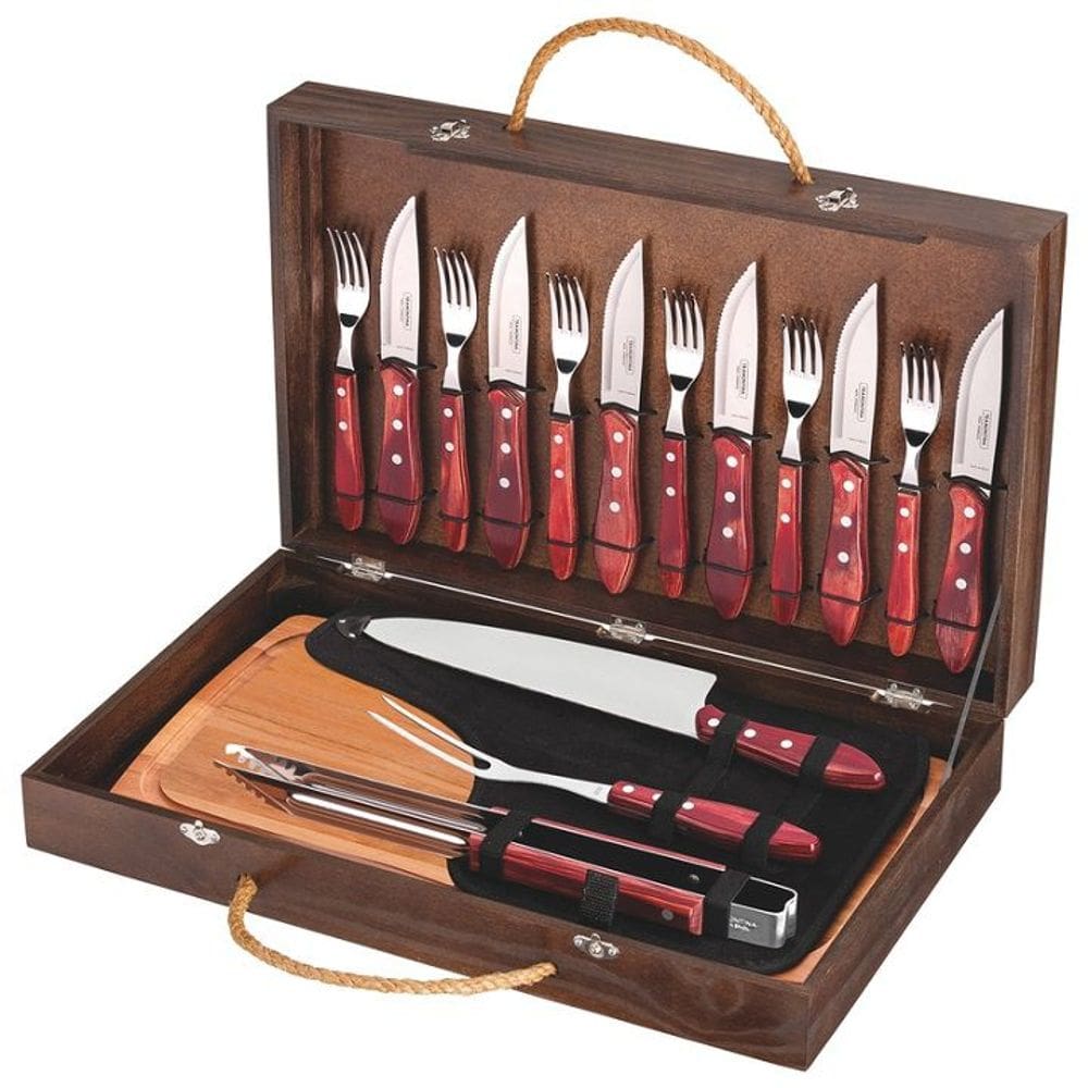 Jogo Kit Para Churrasco Polywood 17 Peças Tramontina