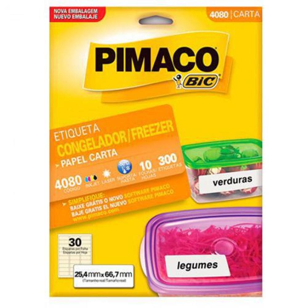 Etiqueta Inkjet/Laser 4080 Para Congelador E Freezer Com