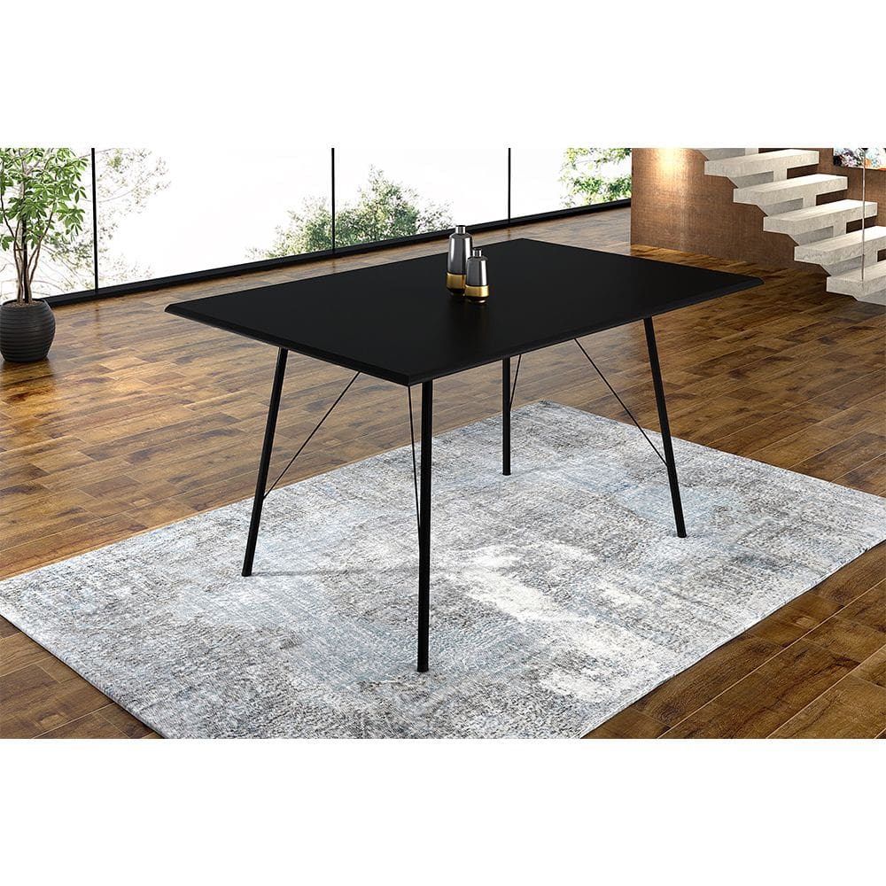Mesa Sala de Jantar Paraty Preto 120x75cm Tampo Preto