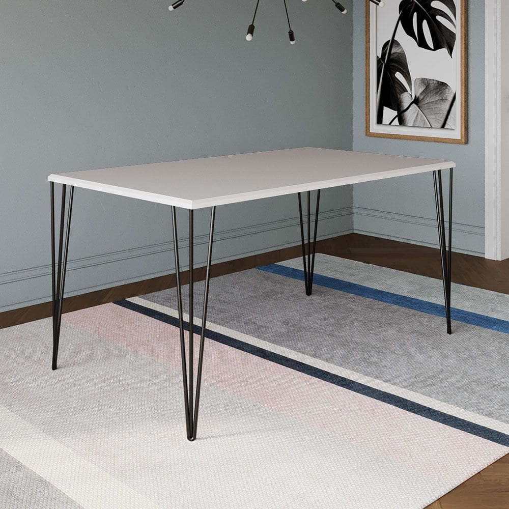 Mesa Elen Tampo Retangular 140x80cm de Madeira Branco