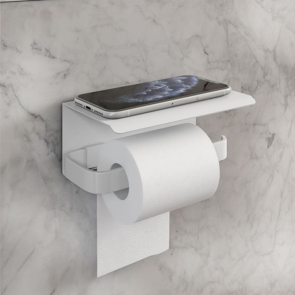 Porta Papel Higiênico Stander Suporte Para Celular Branco