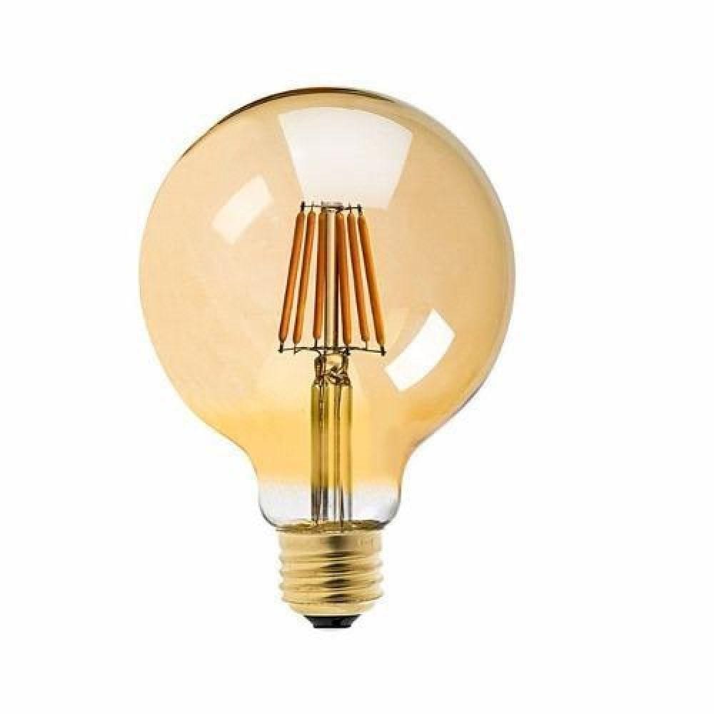 Lâmpada Filamento Led Retro Âmbar G95 Luz Amarela E27 Bivolt