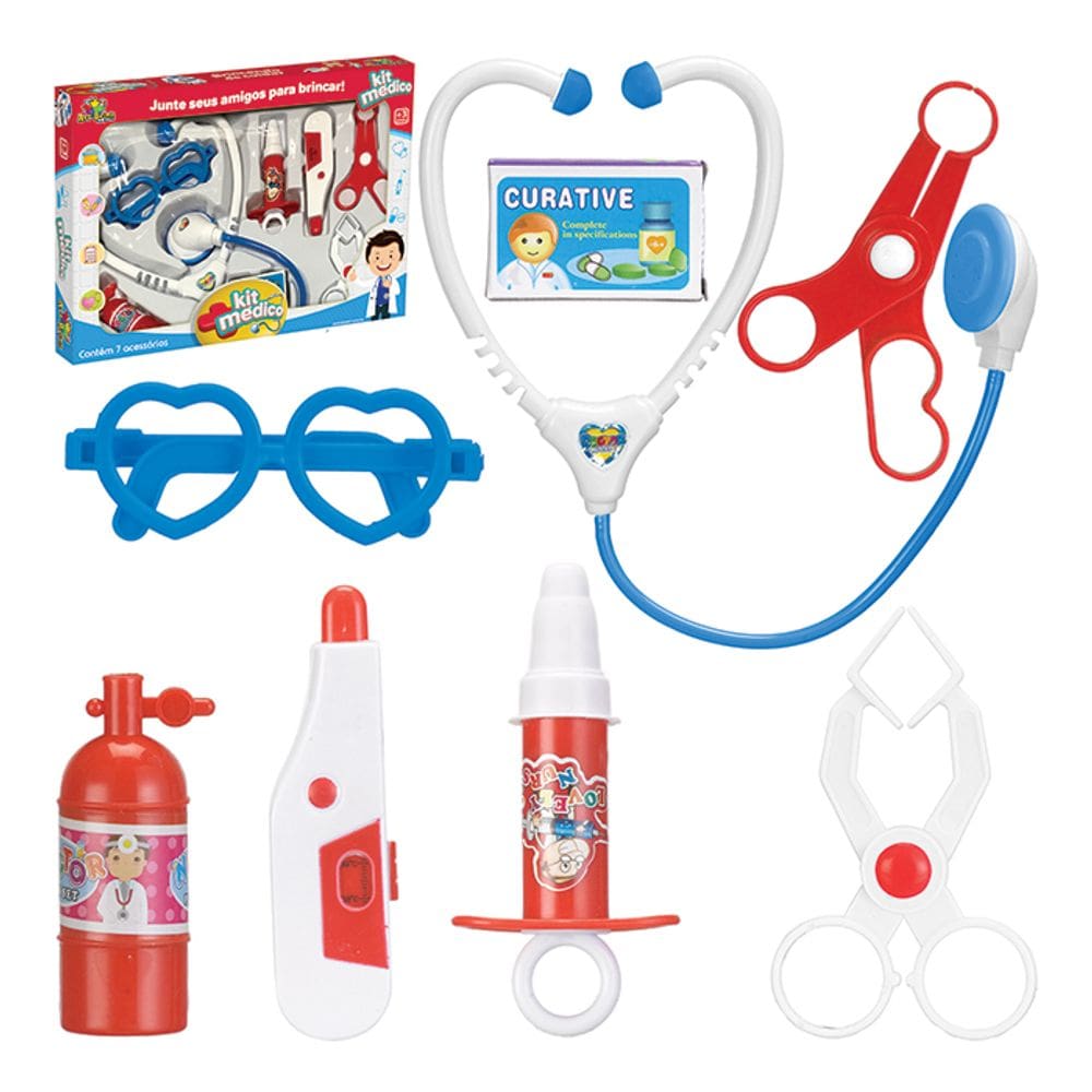 Kit Médico Brinquedo Infantil Com 8 Peças