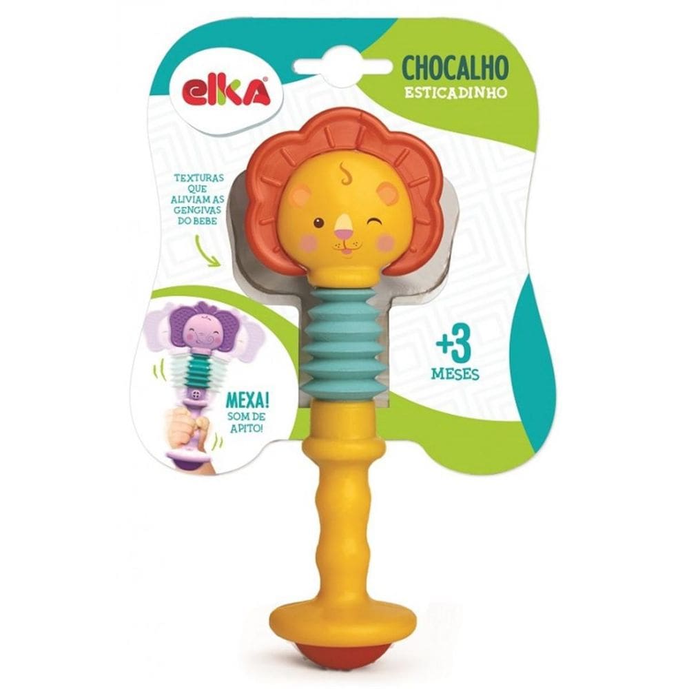 Chocalho E Mordedor Esticadinho Leãozinho Elka Brinquedos