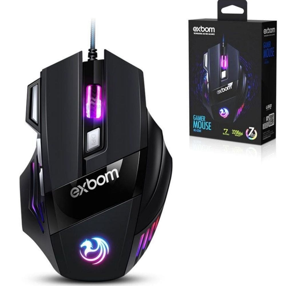 Mouse Gamer Exbom Ms-G260 3200 Dpi - 7D Rgb