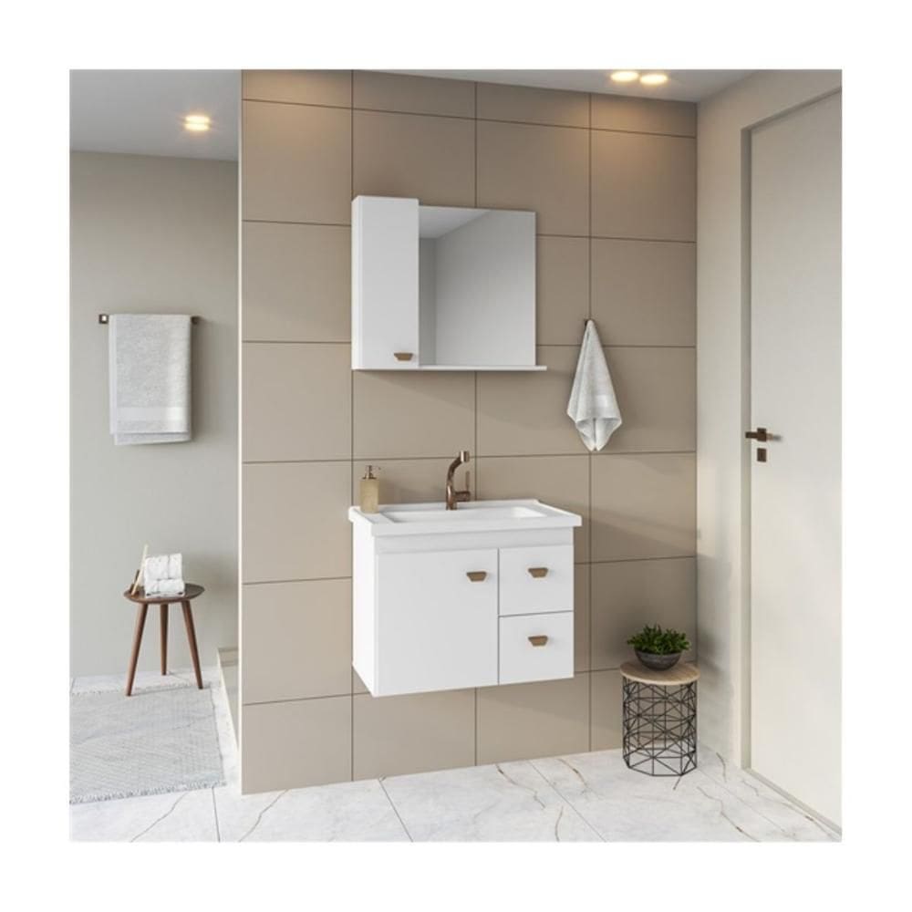 Balcão Banheiro Gaam Oreo Suspenso 60cm Branco