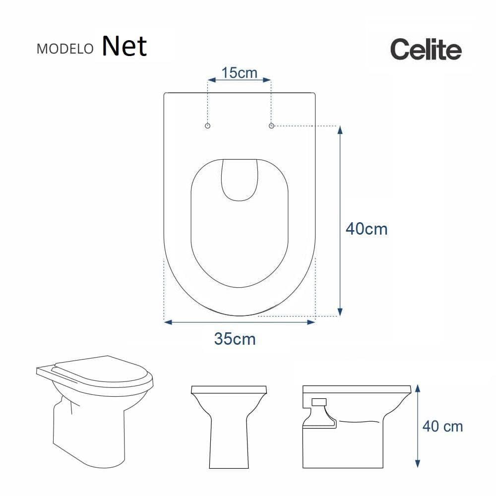 Assento Sanitário Poliester Net Branco para vaso Celite