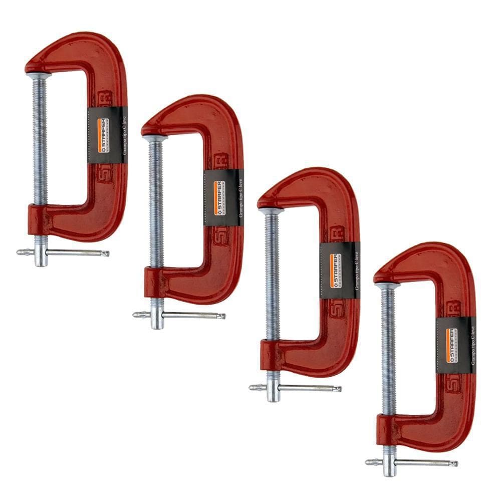 Kit 4 Unidades Grampo Tipo C Leve Starfer 2 Polegadas