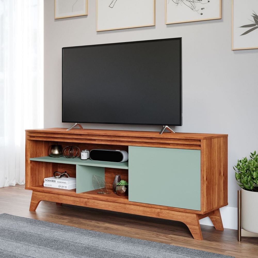 Rack para Tv de até 55 Polegadas, Grécia ,180cm Cinamomo/Sálvia