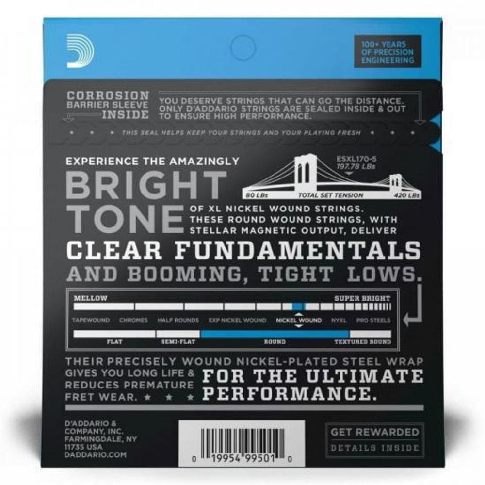 Encordoamento Contrabaixo 5 Cordas ELX170 0.45 D´ADDARIO
