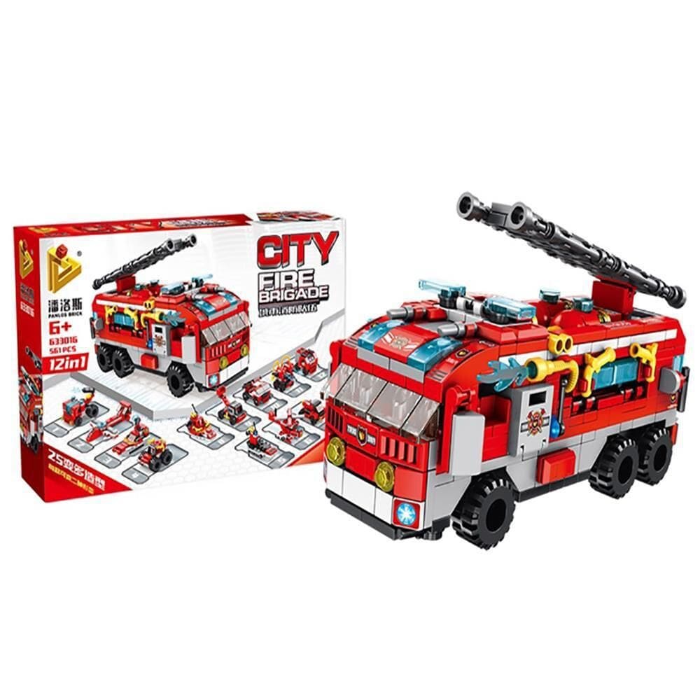 Blocos De Montar Cubic City Bombeiro 561 Peças Multikids