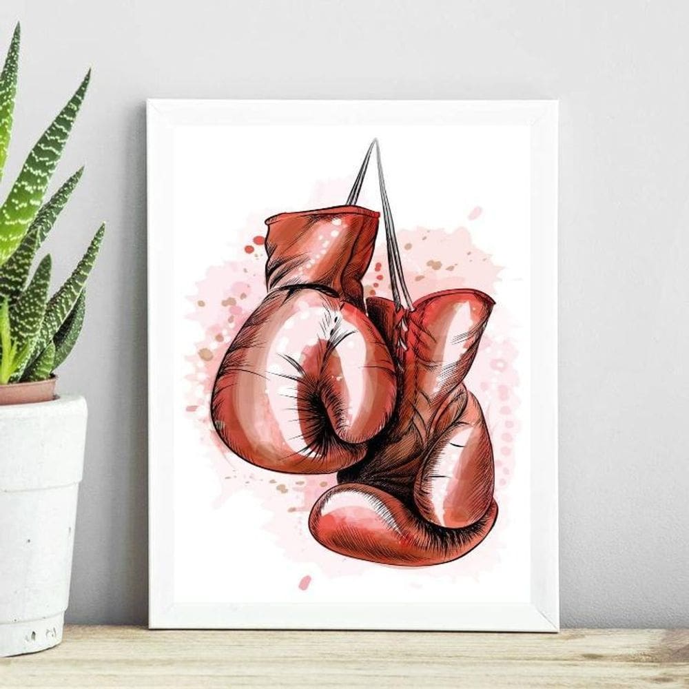 Quadro Luva De Boxe - Aquarela 45X34Cm