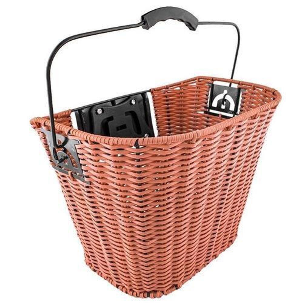Cesta Dianteira Bike Removível Vime Sintético Marrom / Retrô
