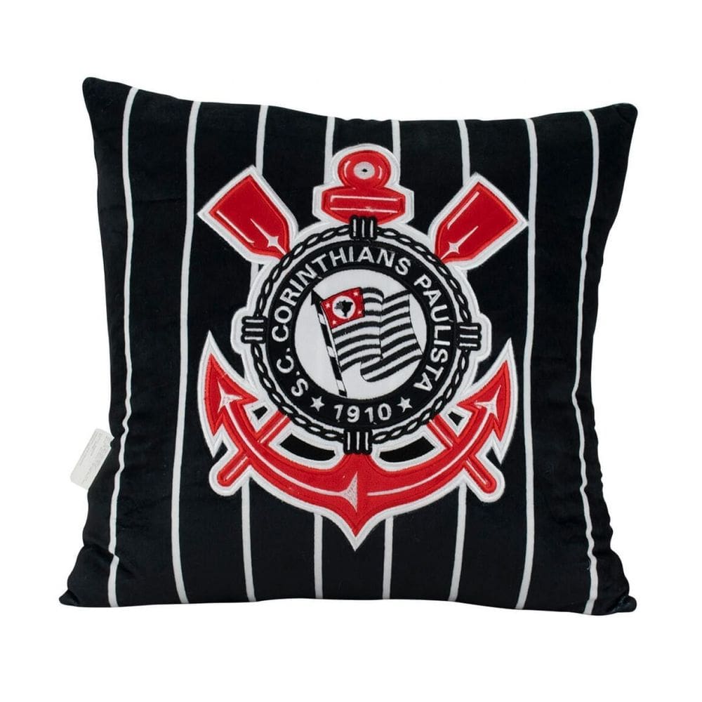 Almofada Quadrada Escudo Time 36X36Cm - Corinthians